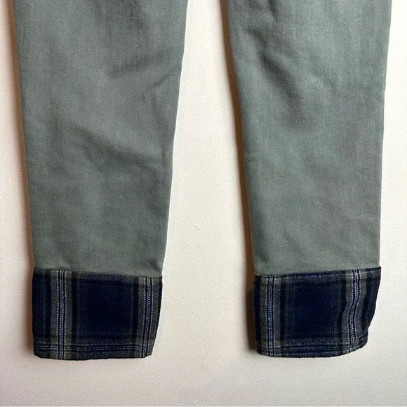 Driftwood Pants Colette Roads End Flannel Cuffs Green Jeans Women’s Size 28 - Picture 7 of 15